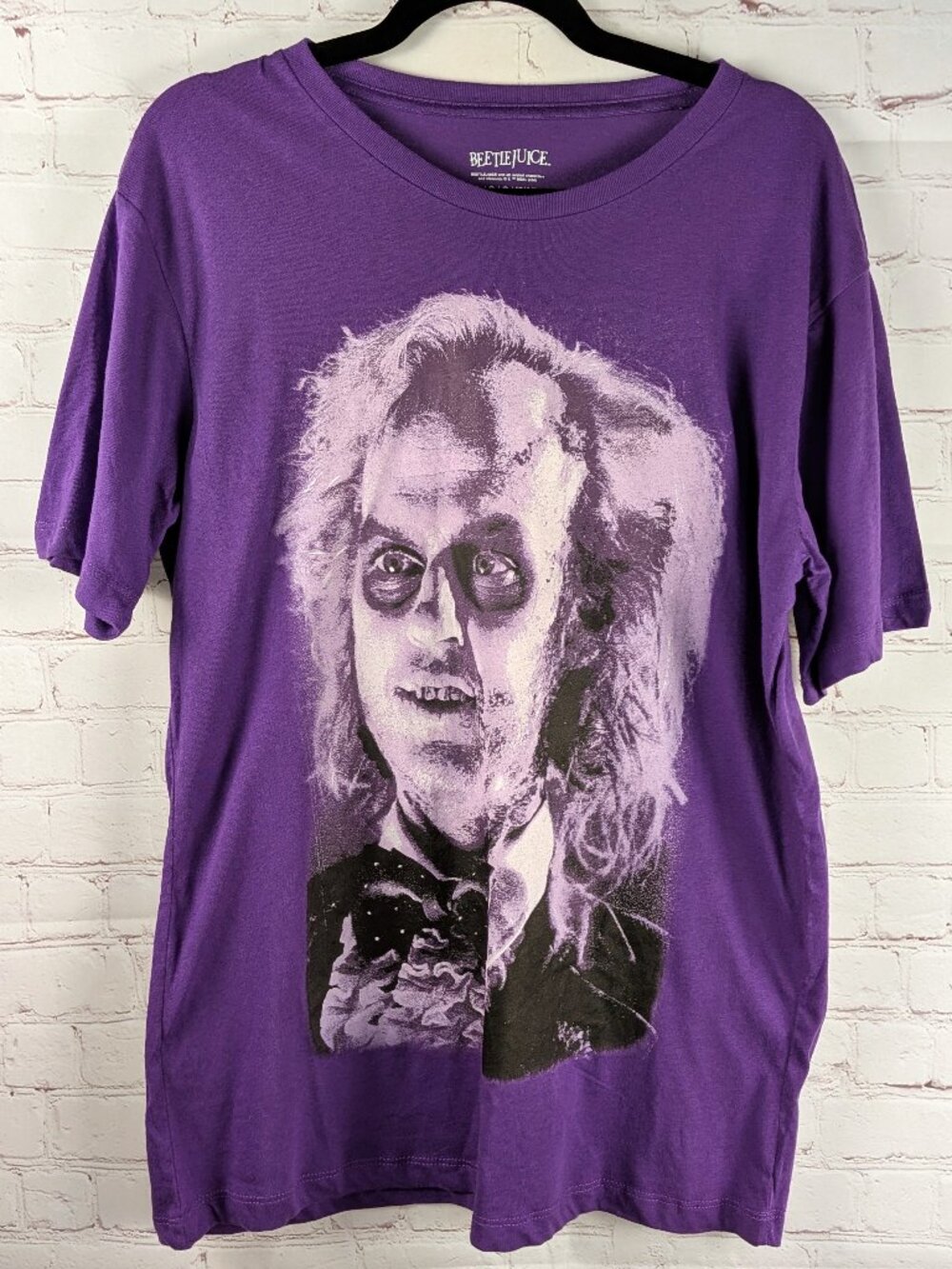 Beetlejuice Full Face Purple Tee L